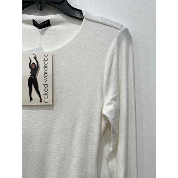 NWTD NAKED WARDROBE Size L Long Sleeve Bodysuit White - Picture 10 of 12